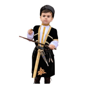 Oğlan üçün qara çuxa papaqlı dəst