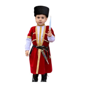 Oğlan üçün qırmızı çuxa papaqlı dəst