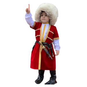 Oğlan üçün qırmızı çuxa papaqlı dəst