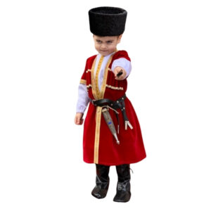 Oğlan üçün qırmızı çuxa papaqlı dəst