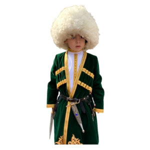 Oğlan üçün yaşıl çuxa papaqlı dəst