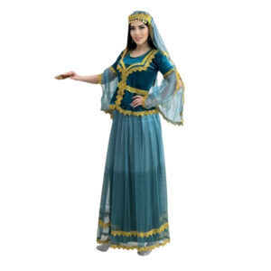 Qadın üçün firuzə tüllü məxmər dəst