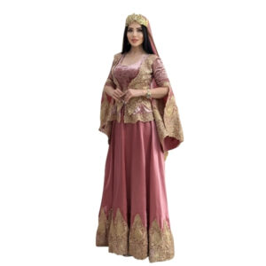 Qadın üçün pudra-qızılı zərli dəst