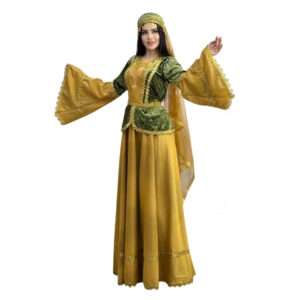 Qadın üçün zeytun-xardal məxmər dəst