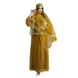 Qadın üçün zeytun-xardal tüllü dəst