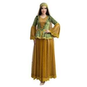 Qadın üçün zeytun-xardal tüllü dəst