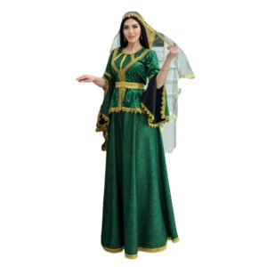 Qadın üçün zümrüd məxmər kəmərli dəst