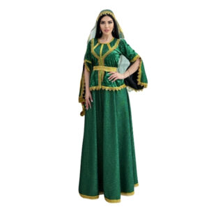 Qadın üçün zümrüd məxmər kəmərli dəst