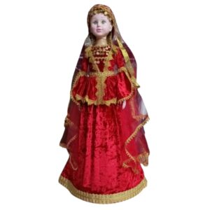 Qırmızı Qızılı Milli Geyimli Kukla