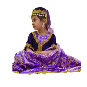 Qız üçün bənövşəyi brokar zərli dəst