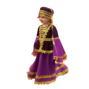 Qız üçün bənövşəyi zərli milli dəst