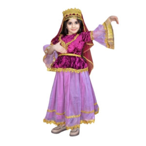 Qız üçün çəhrayı-bənövşəyi milli geyim