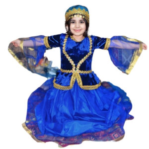 Qız üçün mavi tüllü milli dəst