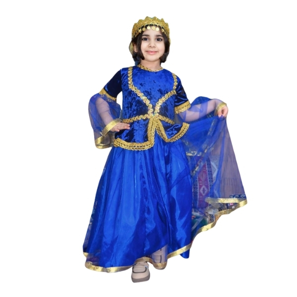 Qız üçün mavi tüllü milli dəst