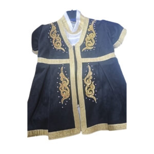 Qız üçün qara qısaqollu zərli dəst