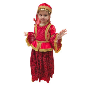 Qız üçün qırmızı dantelli milli dəst