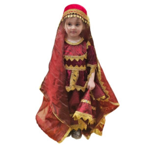 Qız üçün tünd qırmızı-qızılı sikkəli dəst