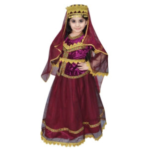 Qız üçün tünd qırmızı-qızılı tüllü dəst