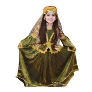 Qız üçün zeytuni tüllü milli dəst