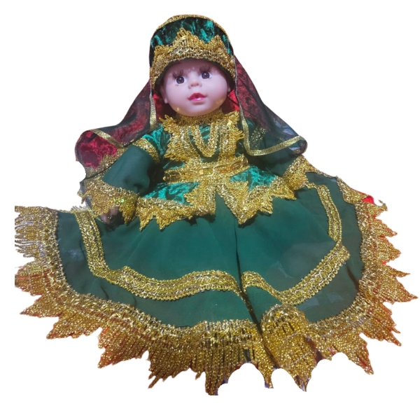 Yaşıl Qızılı Milli Geyimli Kukla