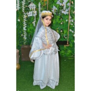 Qız Uşaqları üçün Ağ Azərbaycan Milli Geyimi – Klassik Milli Don