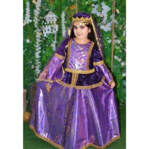 Qız Uşaqları üçün Bənövşəyi Azərbaycan Milli Geyimi