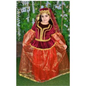 Qız Uşaqları üçün Mərasim Üslublu Azərbaycan Milli Geyimi