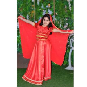 Qız Uşaqları üçün Zərif Qırmızı Azərbaycan Milli Geyimi