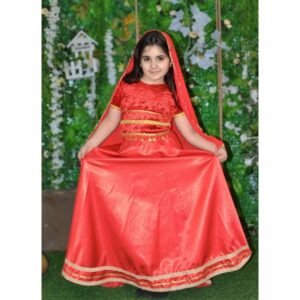 Qız Uşaqları üçün Zərif Qırmızı Azərbaycan Milli Geyimi