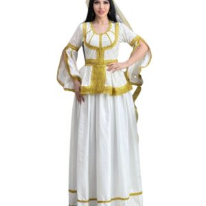 Qadınlar üçün Ağ-Qızılı Azərbaycan Milli Geyimi