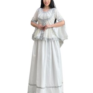 Qadınlar üçün Ağ Zərif Azərbaycan Milli Geyimi