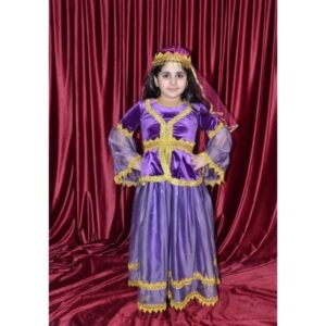 Bənövşəyi qız milli geyimi uşaq