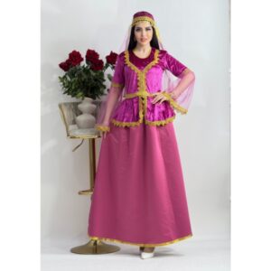 Çəhrayı məxmər qadın milli geyimi