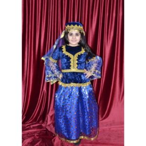 Göy rəngli qız milli geyimi