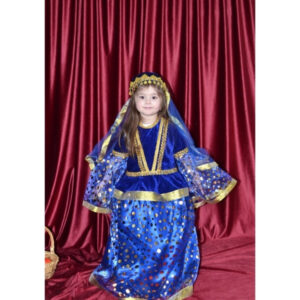Qız Uşaqları üçün Göy Azərbaycan Milli Geyimi