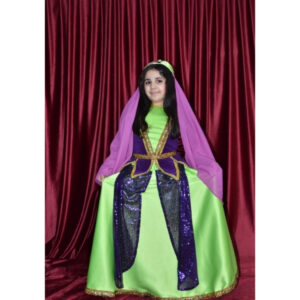 Qız Uşaqları üçün Yaşıl Azərbaycan Milli Geyimi