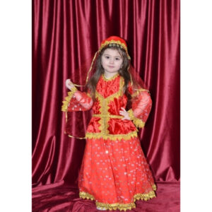 Qızlar üçün Qırmızı Ornamentli Milli Geyim